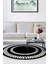 Dijital Salon Halısı Yıldız Deri Kaymaz Taban Saçaklı Yuvarlak Modern Starr Siyah 1