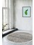 Dijital Salon Halısı Trend Keçe Kaymaz Taban Saçaklı Yuvarlak Iskandinav Liz Gri 1