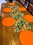 Tuğçe Demir Home Design Yeşil Yaprak Turuncu Çiçek Desen Runner Supla Set 1
