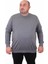 Büyük Beden Sıfır Yaka Classic Sweat 23216 Grı 1