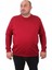 Büyük Beden Sıfır Yaka Classic Sweat 23216 Bordo 1