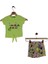 Kız Çocuğu İkili Takım Baskılı T-Shirt Çok Renkli Şort 18-24 Ay Neon Yeşil 6