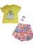 Kız Çocuk İkili Takım Baskılı T-Shirt + Desenli Şortlu Sa 9-12 Ay Sarı - Pembe 1