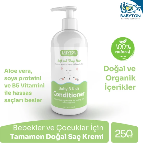 Babyton Bebek ve Çocuklar Için Doğal İçerikli  Saç Kremi 250 ml