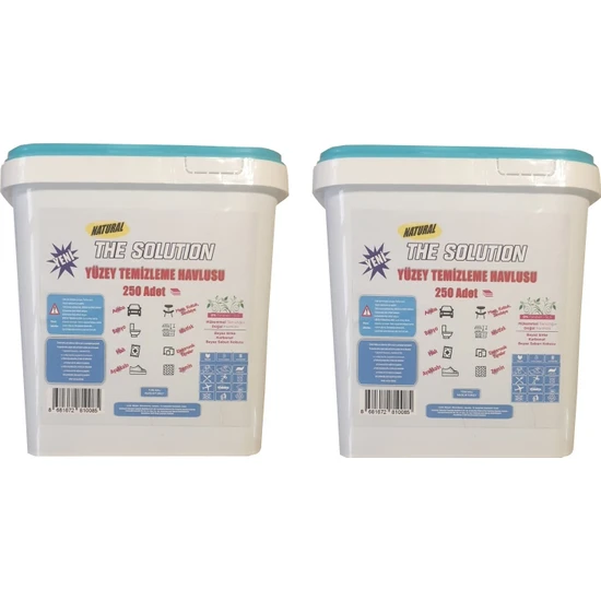 The Solution Yüzey Temizleme Havlusu Mendili Kova 250 Yaprak Islak Mendil Beyaz Sabun Sirke Katkılı - 2 Adet