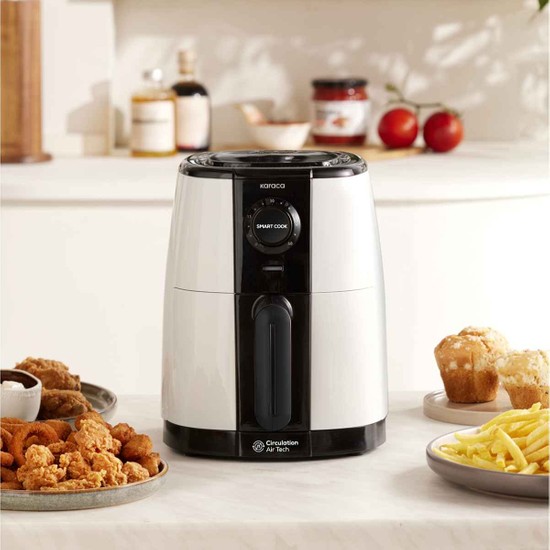 Karaca Smart Cook 60 Dakikaya Kadar Zaman Ayarlı Compact 2.2 Litre Airfryer Krem 2 Kişilik