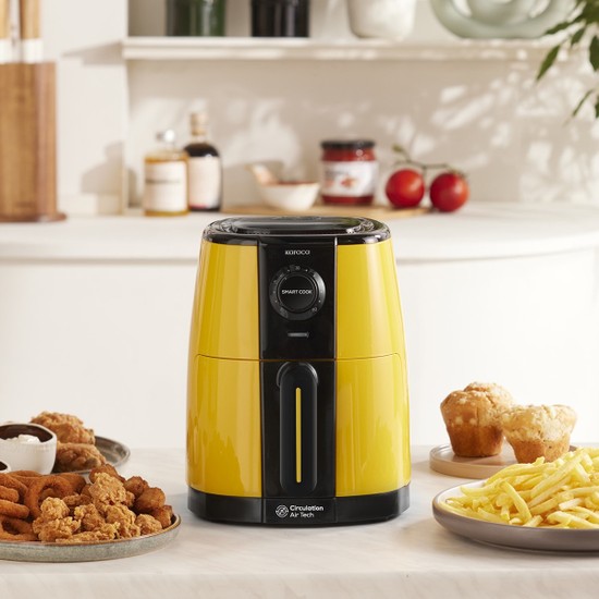 Karaca Smart Cook 60 Dakikaya Kadar Zaman Ayarlı Compact Airfryer Yellow 2 Kişilik