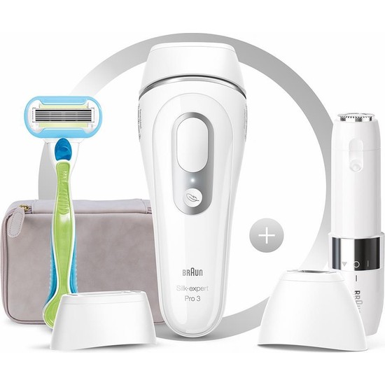 Braun PL3139 Silk-Expert Pro 3 Ipl Epilasyon Cihazı Beyaz Gümüş +FS1000 + Seyahat Çantası
