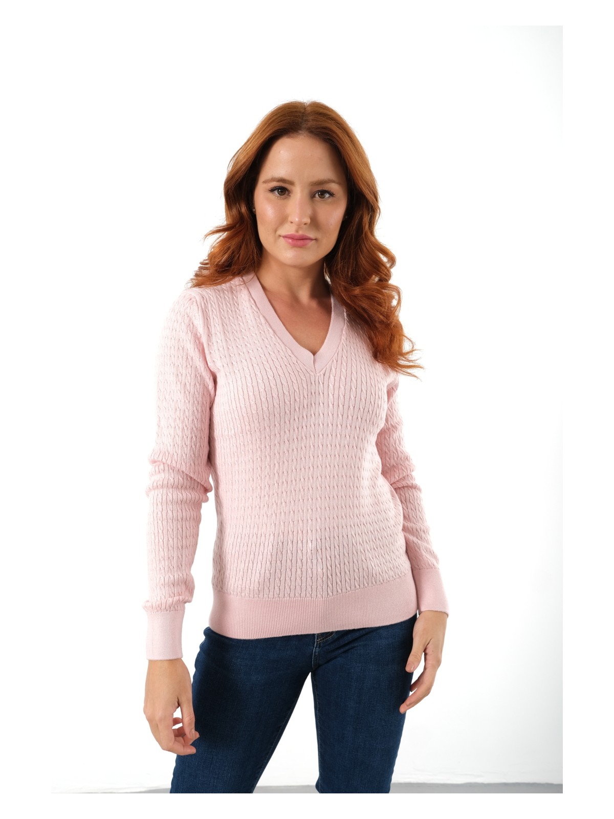 Trist Star Kadın Petrol %100 Organik Pamuk V Yaka Saç Örgülü Triko Kazak Örme Bluz TRIST-6155 - Görsel 10