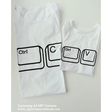 Modavals Ctrl C/ctrl V Baba Çocuk Tshirt Aile Kombin - Beyaz