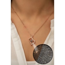 Ervanur 100 Dilde Seni Seviyorum Yazılı 925 Ayar Gümüş Rose Gold Kaplama Kolye -