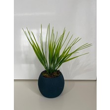 Trendkent Mini Saksıda Yapay Çiçek Saz Grass Demeti Gerçek Yosunlu Mini Saksı Aranjman