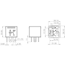 Bosch 12V 30A Dirençli Mini Röle 5 Fiş Bosch 0986AH0251