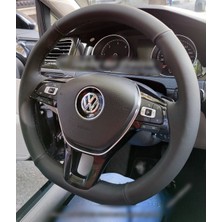 İmza Volkswagen Caddy 2016 - 2019 Araca Özel Dikmeli Direksiyon Kılıfı (Bentley Siyah Dikişli )