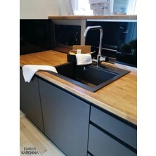 Vinox Granit Eviye Gri Tek Gözlü Mutfak Evyesi 55X50Cm (VX-55)