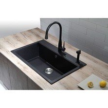 Vinox Granit Eviye Gri Tek Gözlü Mutfak Evyesi 55X50Cm (VX-55)