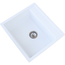 Vinox Granit Eviye Beyaz Tek Gözlü Mutfak Evyesi 55X50Cm (VX-55)
