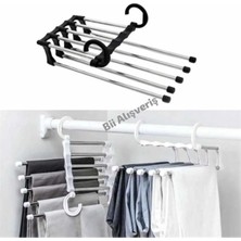 Bi Alışveriş Paslanmaz Hareketli Dolap Içi Katlanılabilir 5 Bölmeli Pantolon Kravat Şal Askı Düzenleyici Organizer