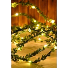 BYSHOME Dekoratif 7 Metre Yapay Yapraklı Tel Şeritli Sarmaşık + 10 Metre Peri LED