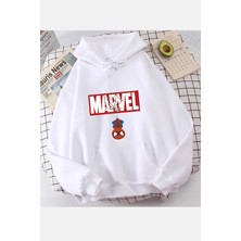 Populus Spiderman Marvel Yazılı Kapşonlu Sweatshirt