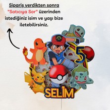 Cake Topper Pokemon Temalı Erkek Çocuk Doğum Günü Süsü Pokemon Kişiye Özel Pasta Süsü Parti Malzemesi Cake Topper (22X20CM)