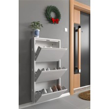 Divona Home Dekoratif Üstten Açılır Metal Ayakkabılık Dolap