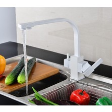 OEM Mutfak Evye Bataryası Dual Flow Su Arıtma Çıkışlı Yeni Tasarım Beyaz Renk