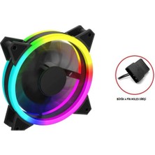 Ecoyom 12 cm Rgb LED Fan Işıklı Kasa Fanı Rainbow Kasa Soğutucu Fan