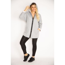 Şans Kadın Antrasit Ön Fermuarlı Cep Ve Kapşonlu Mont 65N35108