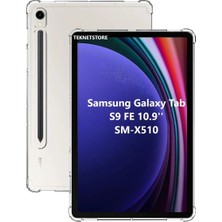 TEKNETSTORE Samsung Galaxy Tab S9 Fe 10.9 Inç Tablet Uyumlu Silikon Kılıf Şeffaf Darbelere Karşı Köşe Korumalı