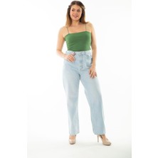 Şans Kadın Büyük Beden Mavi 5 Cepli Kot Pantolon 65N36999