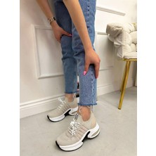 Erva'nın Butiği Ekru Triko Veni Kadın Sneakers