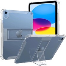 TEKNETSTORE Apple Ipad 10. Nesil 2022 10.9 Inç Uyumlu Özel Tasarım Standlı Kalem Bölmeli Kılıf Şeffaf Silikon