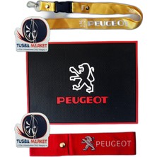 Tusba Market Peugeot Logolu Torpido Üstü Kaydırmaz Ped & Tampon Dili / Çeki Ipi & Oto Ayna Askısı
