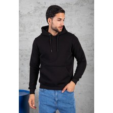 Four Man Erkek Standart Fit Içi Polarlı 3 Iplik Kapüşonlu Kanguru Cepli Pamuklu Sweatshirt