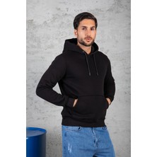 Four Man Erkek Standart Fit Içi Polarlı 3 Iplik Kapüşonlu Kanguru Cepli Pamuklu Sweatshirt