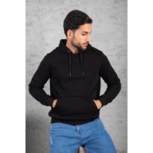 Four Man Erkek Standart Fit Içi Polarlı 3 Iplik Kapüşonlu Kanguru Cepli Pamuklu Sweatshirt