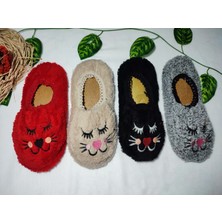 Nazeli 4 Çift Kadın Renkli Peluş Figürlü Babet Çorap