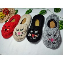 Nazeli 4 Çift Kadın Renkli Peluş Figürlü Babet Çorap