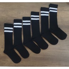 Leement Socks Kız Çocuk Dizaltı Şeritli Okul Çorap Pamuklu 6 Çift