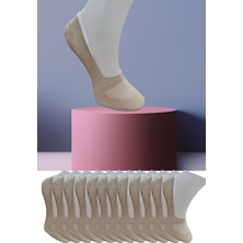 Leement Socks Dikişsiz 12 Çift Penye Görünmez Babet Çorap Slikon Kaydırmaz Bantlı
