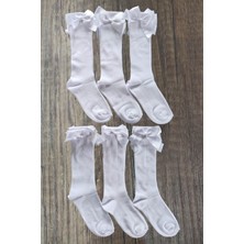 Leement Socks Kız Çocuk 6 Çift Aksesuarlı Fiyonklu Pamuklu Diz Altı Çorap