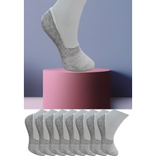 Leement Socks Dikişsiz 8 Çift Penye Görünmez Babet Çorap Slikon Kaydırmaz Bantlı