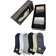 Leement Socks Erkek Bambu 6 Çift Düz Burun Dikişsiz Kısa Patik Çorap Rahat Lastik
