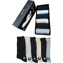 Leement Socks Erkek Pamuklu 6 Çift Düz Burun Dikişsiz Klasik Çorap