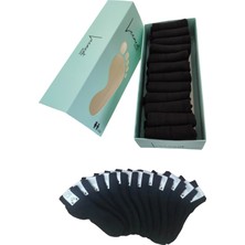 Leement Socks Çocuk 12 Çift Pamuklu Siyah Patik Çorap