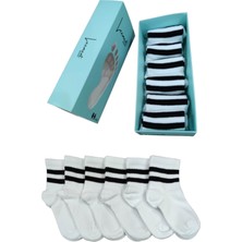 Leement Socks Çocuk 6 Çift Kolej Yarım Konç Çorap Seri Burun Dikişsiz Pamuklu