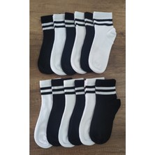 Leement Socks Çocuk 12 Çift Kolej Yarım Konç Çorap Seri Burun Dikişsiz Pamuklu