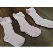 Leement Socks Kız Çocuk 3 Çift Aksesuarlı Fiyonklu Pamuklu Diz Altı Çorap