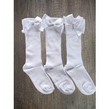 Leement Socks Kız Çocuk 3 Çift Aksesuarlı Fiyonklu Pamuklu Diz Altı Çorap